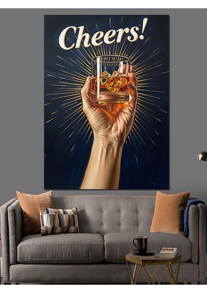 Kadeh Kaldıran Bira Kutlaması Dekoratif Kanvas - Mdf Ahşap Tablo