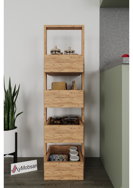 Multi 4 Katlı Mutfak Sepeti, Çok Amaçlı Mutfak Rafı, 4 Raflı, 120 cm