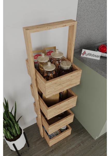 Multi 4 Katlı Mutfak Sepeti, Çok Amaçlı Mutfak Rafı, 4 Raflı, 120 cm fiyatları