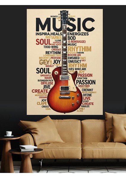 Müzik Gitar Notası Afiş Dekoratif Kanvas - Mdf Ahşap Tablo modelleri