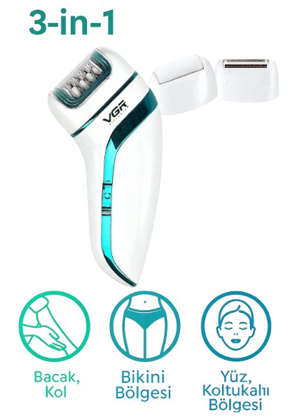 Profesyonel 3 Başlıklı Epilasyon Aleti