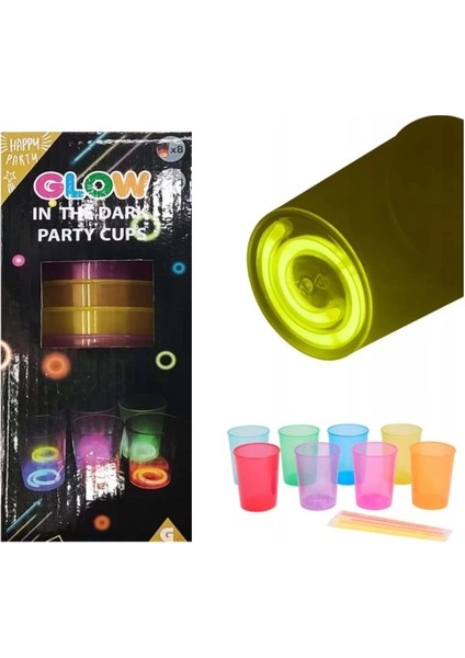Karanlıkta Yanan Mega Glow Bardaklar 8 Adet modelleri