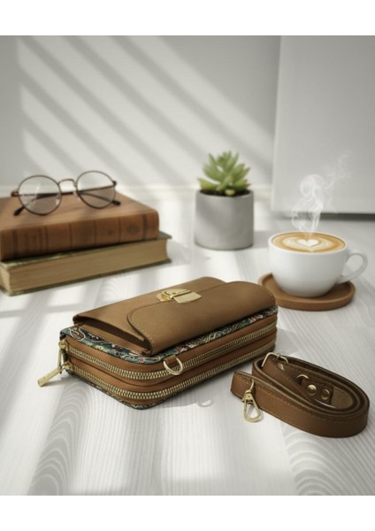 Otantik Mozaik Desen Cüzdan ve Omuz Çantası