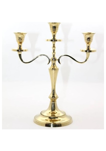 Pirinç 3'lü Şamdan Model 1