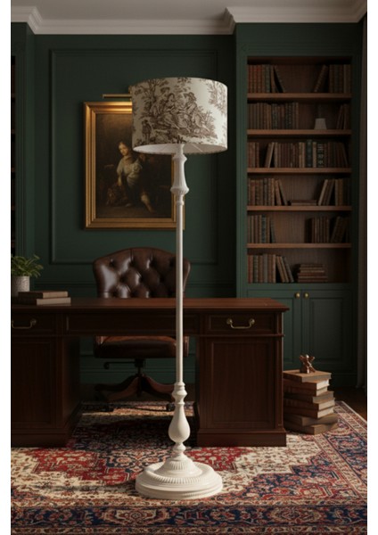 Vintage Kahverengi Tole De Jouy Bej Metal Ayak Lambader fiyatları