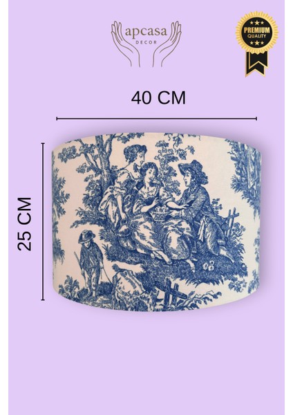 Vintage Kahverengi Tole De Jouy Bej Metal Ayak Lambader