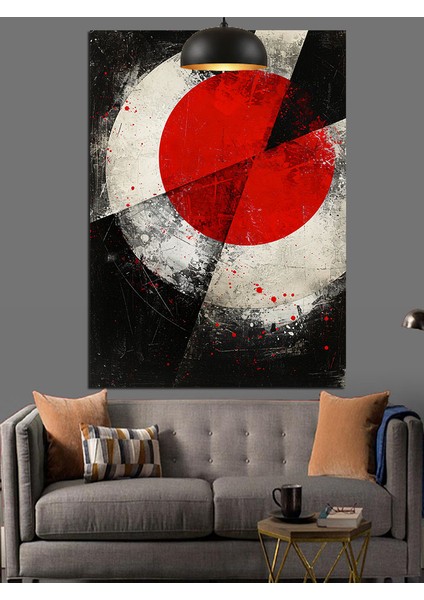 Japon Bayrağı Soyut Sanat Dekoratif Kanvas - Mdf Ahşap Tablo indirimleri