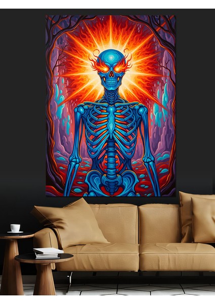 Mor Iskelet Enerji Figürü Dekoratif Kanvas - Mdf Ahşap Tablo fiyatları
