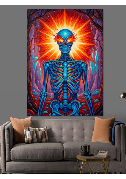 Mor Iskelet Enerji Figürü Dekoratif Kanvas - Mdf Ahşap Tablo modelleri
