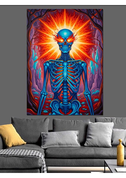 Mor Iskelet Enerji Figürü Dekoratif Kanvas - Mdf Ahşap Tablo fırsatları