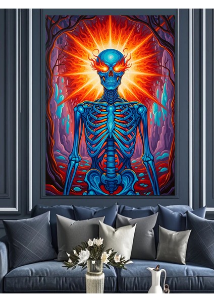 Mor Iskelet Enerji Figürü Dekoratif Kanvas - Mdf Ahşap Tablo indirimleri