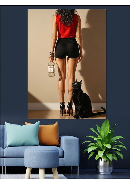 Siyah Etekli Kırmızı Topuklu Dekoratif Kanvas - Mdf Ahşap Tablo fiyatları