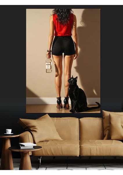 Siyah Etekli Kırmızı Topuklu Dekoratif Kanvas - Mdf Ahşap Tablo modelleri
