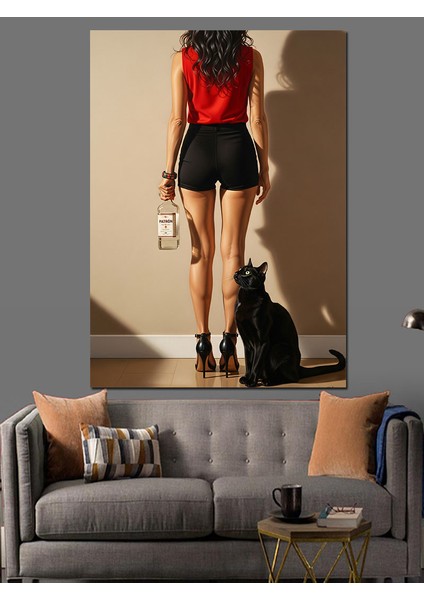 Siyah Etekli Kırmızı Topuklu Dekoratif Kanvas - Mdf Ahşap Tablo fırsatları