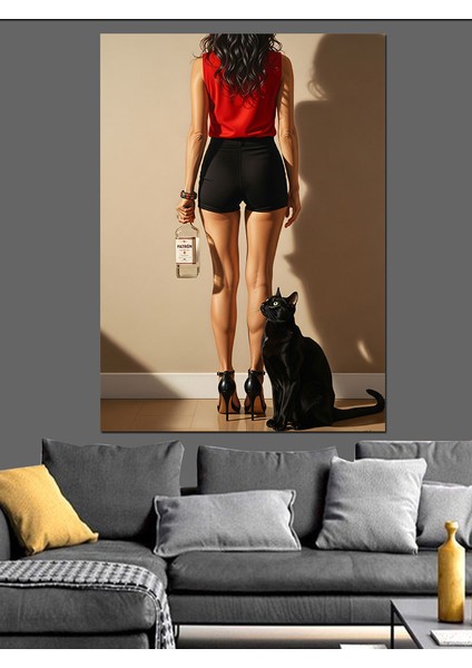 Siyah Etekli Kırmızı Topuklu Dekoratif Kanvas - Mdf Ahşap Tablo indirimleri