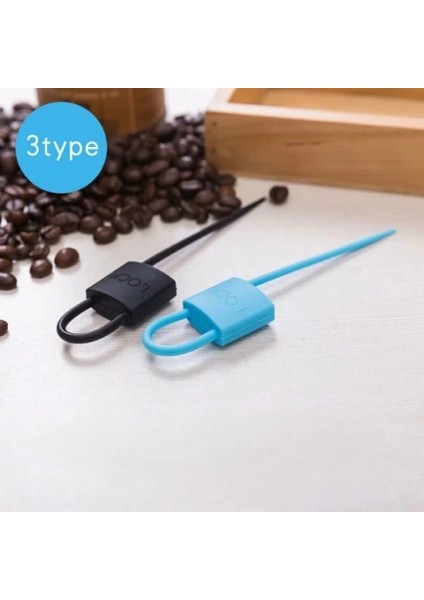 Kilit Şeklinde Silikon Kablo ve Poşet Bağlama Aparatı (3'lü Set)