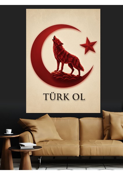 Ay Yıldız Kurt Türk Dekoratif Kanvas - Mdf Ahşap Tablo fiyatları