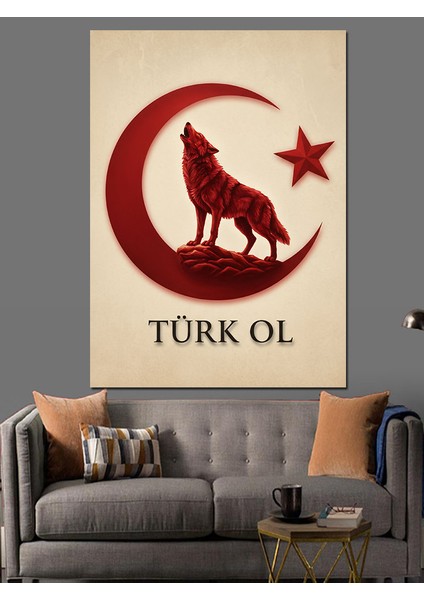 Ay Yıldız Kurt Türk Dekoratif Kanvas - Mdf Ahşap Tablo modelleri