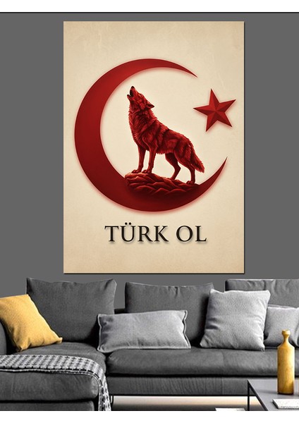 Ay Yıldız Kurt Türk Dekoratif Kanvas - Mdf Ahşap Tablo fırsatları