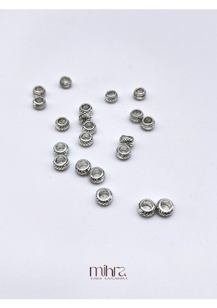 Metal Boncuk Arası – Gümüş Renkli - 20 Adet | Tesbih ve Doğal Taş Bileklik Yapımı Için Uyumlu