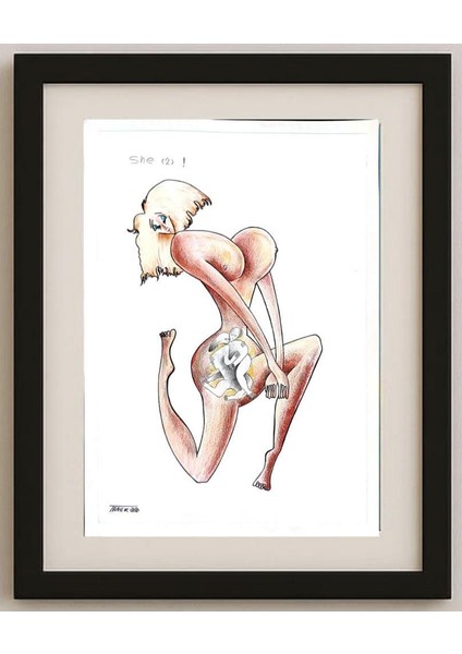 Tarek Seliem Mikhail 35X25CM Orijinal Karikatür Tablo