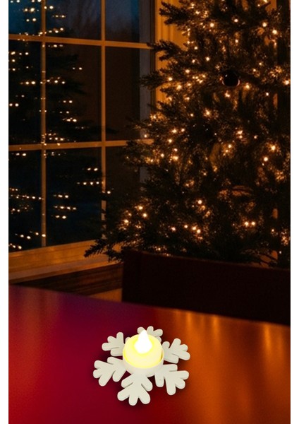 Yılbaşı Pilli Mum Işıklı 2'li Snow Kar Tanesi Mumluk Yılbaşı Dekoru ve Hediyelikler fiyatları