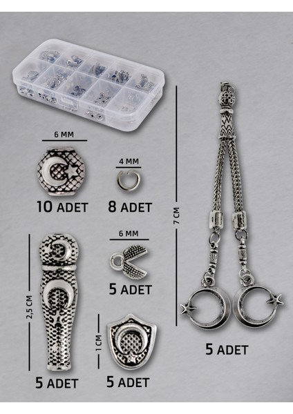 5 Adet Çiftli Ayyıldız Püskül Seti - Doğal Taş | Epoksi Tesbih ve Takı Yapımı Için Şık ve Dayanıklı