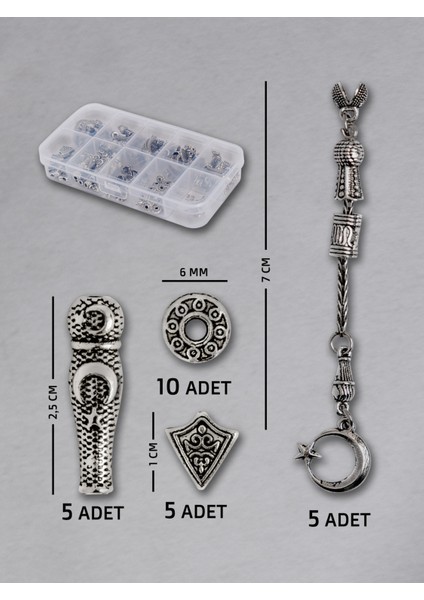 5 Adet Tekli Ayyıldız Püskül Seti – Doğal Taş | Epoksi Tesbih ve Takı Yapımı Için Şık ve Dayanıklı