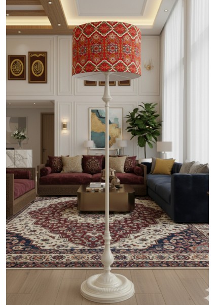 Etnik Desen Bej Metal Lambader