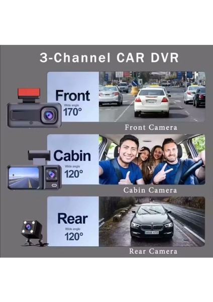 Üç Kameralı Ön Iç Arka Araç Içi Kamera Wifi Viidure App Mpıa CC38 64GB indirimleri