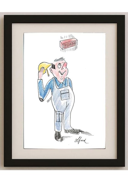 Winfried Besslich 29X21CM Orijinal Karikatür Tablo