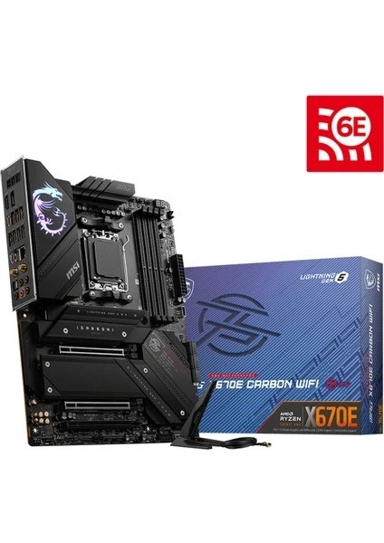 Msı Amd Mpg Carbon Wıfı X670E Ddr5 4x HDMI Dp 4x M2 Wi-Fi 6e Am5 USB 3.2 Rgb Atx