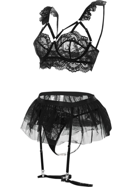 Kadın Siyah Tül Etekli, Göğüs Balenli Fantazi Kostüm fırsatları