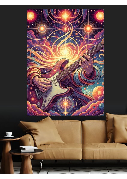 Parlak Havai Fişekler Gitarist Dekoratif Kanvas - Mdf Ahşap Tablo fırsatları