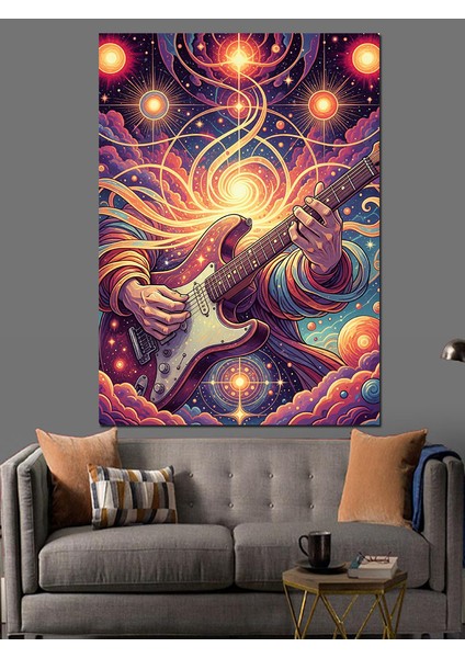 Parlak Havai Fişekler Gitarist Dekoratif Kanvas - Mdf Ahşap Tablo indirimleri