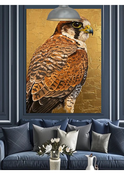 Yırtıcı Şahin Kuş Kahverengi Tüyler Dekoratif Kanvas - Mdf Ahşap Tablo