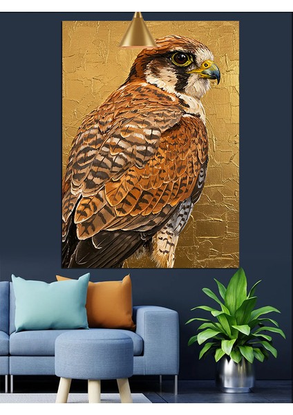 Yırtıcı Şahin Kuş Kahverengi Tüyler Dekoratif Kanvas - Mdf Ahşap Tablo modelleri