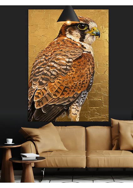 Yırtıcı Şahin Kuş Kahverengi Tüyler Dekoratif Kanvas - Mdf Ahşap Tablo fırsatları