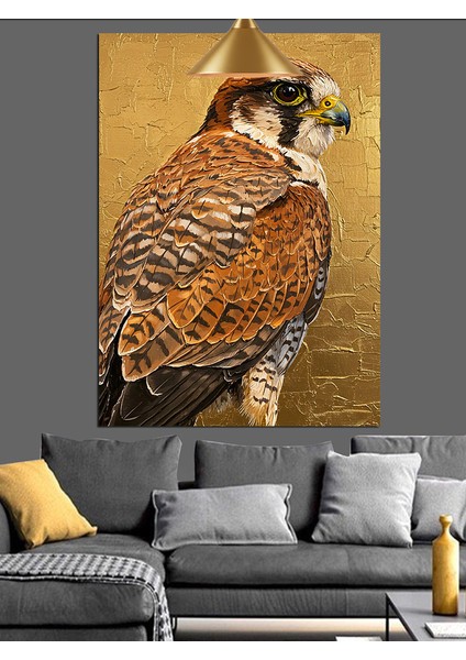 Yırtıcı Şahin Kuş Kahverengi Tüyler Dekoratif Kanvas - Mdf Ahşap Tablo indirimleri