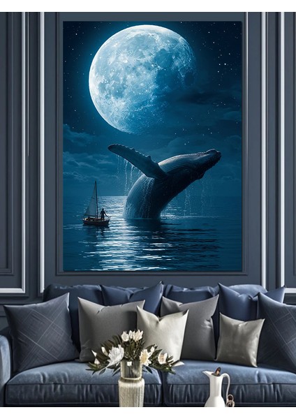 Dolunay Balina Kuyruğu Dekoratif Kanvas - Mdf Ahşap Tablo fiyatları