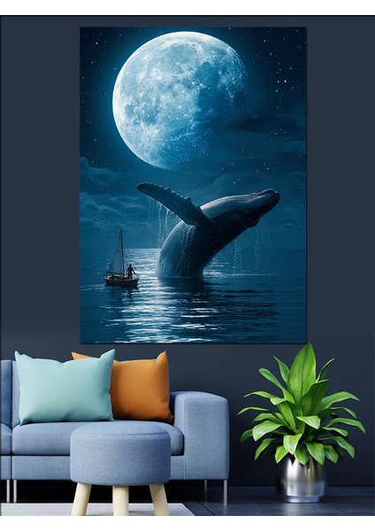 Dolunay Balina Kuyruğu Dekoratif Kanvas - Mdf Ahşap Tablo modelleri