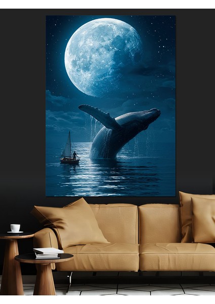 Dolunay Balina Kuyruğu Dekoratif Kanvas - Mdf Ahşap Tablo fırsatları