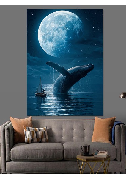 Dolunay Balina Kuyruğu Dekoratif Kanvas - Mdf Ahşap Tablo indirimleri