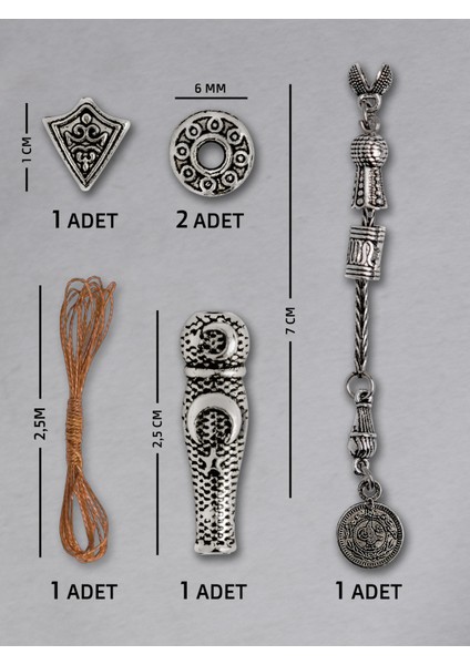 1 Adet Tekli Tuğra Püskül Seti – Doğal Taş | Epoksi Tesbih ve Takı Yapımı Için Uygun