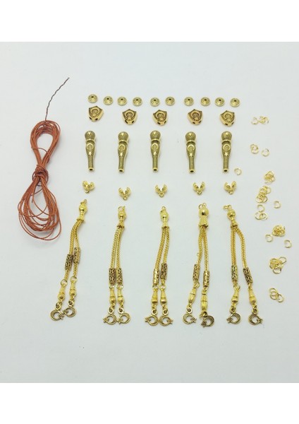 Gold Kaplama 5 Li Tesbih Püskül Seti