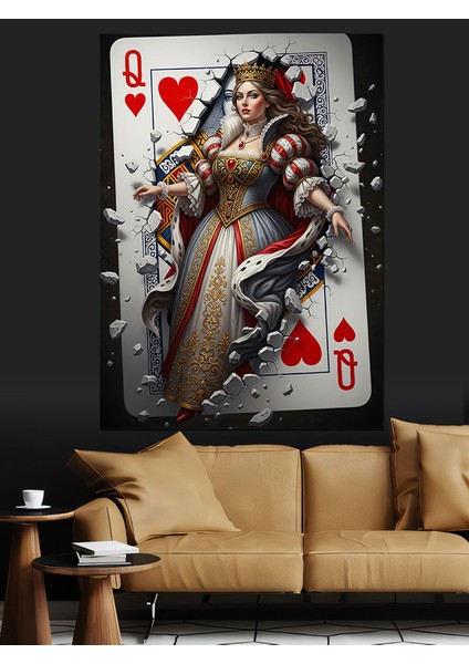 Kupa Kız Maça Sanatı Dekoratif Kanvas - Mdf Ahşap Tablo fiyatları