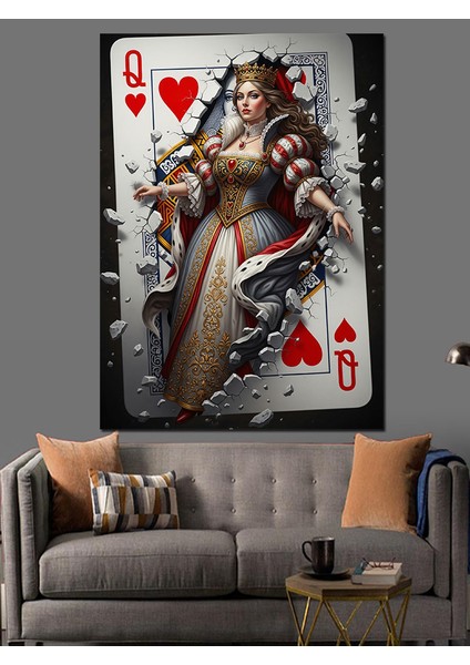 Kupa Kız Maça Sanatı Dekoratif Kanvas - Mdf Ahşap Tablo modelleri