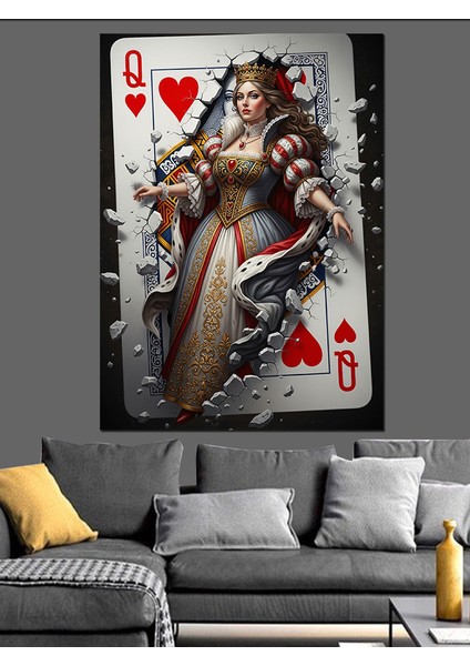 Kupa Kız Maça Sanatı Dekoratif Kanvas - Mdf Ahşap Tablo fırsatları