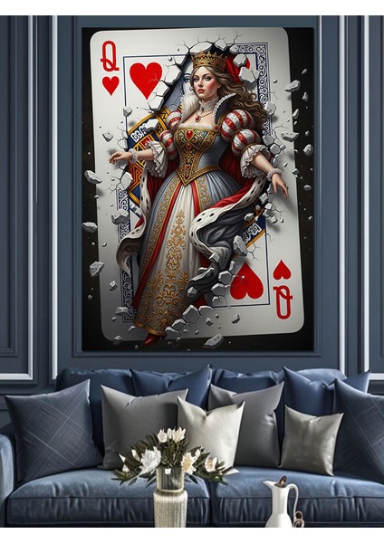 Kupa Kız Maça Sanatı Dekoratif Kanvas - Mdf Ahşap Tablo indirimleri