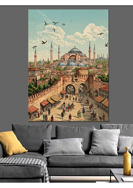 Kalabalık Ayasofya Camii Istanbul Dekoratif Kanvas - Mdf Ahşap Tablo fiyatları